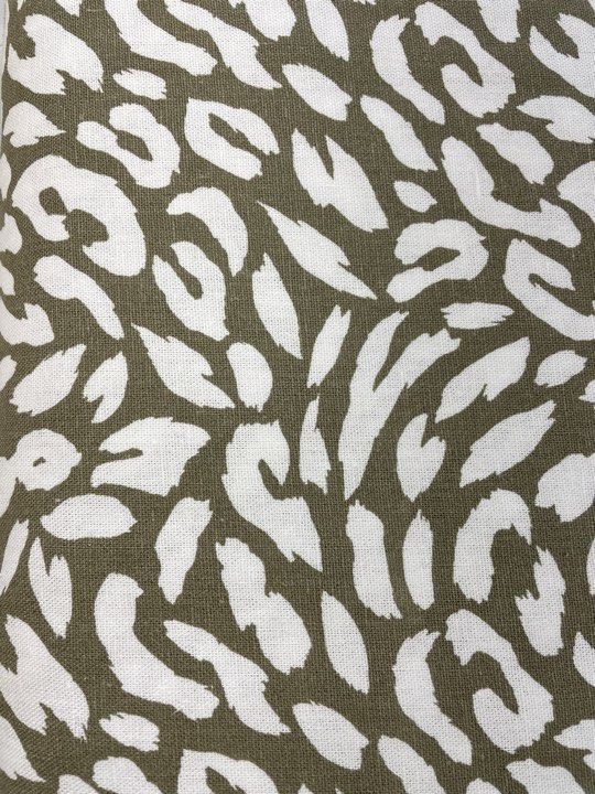  Viscose and Linen Animal Print White on Light Khaki